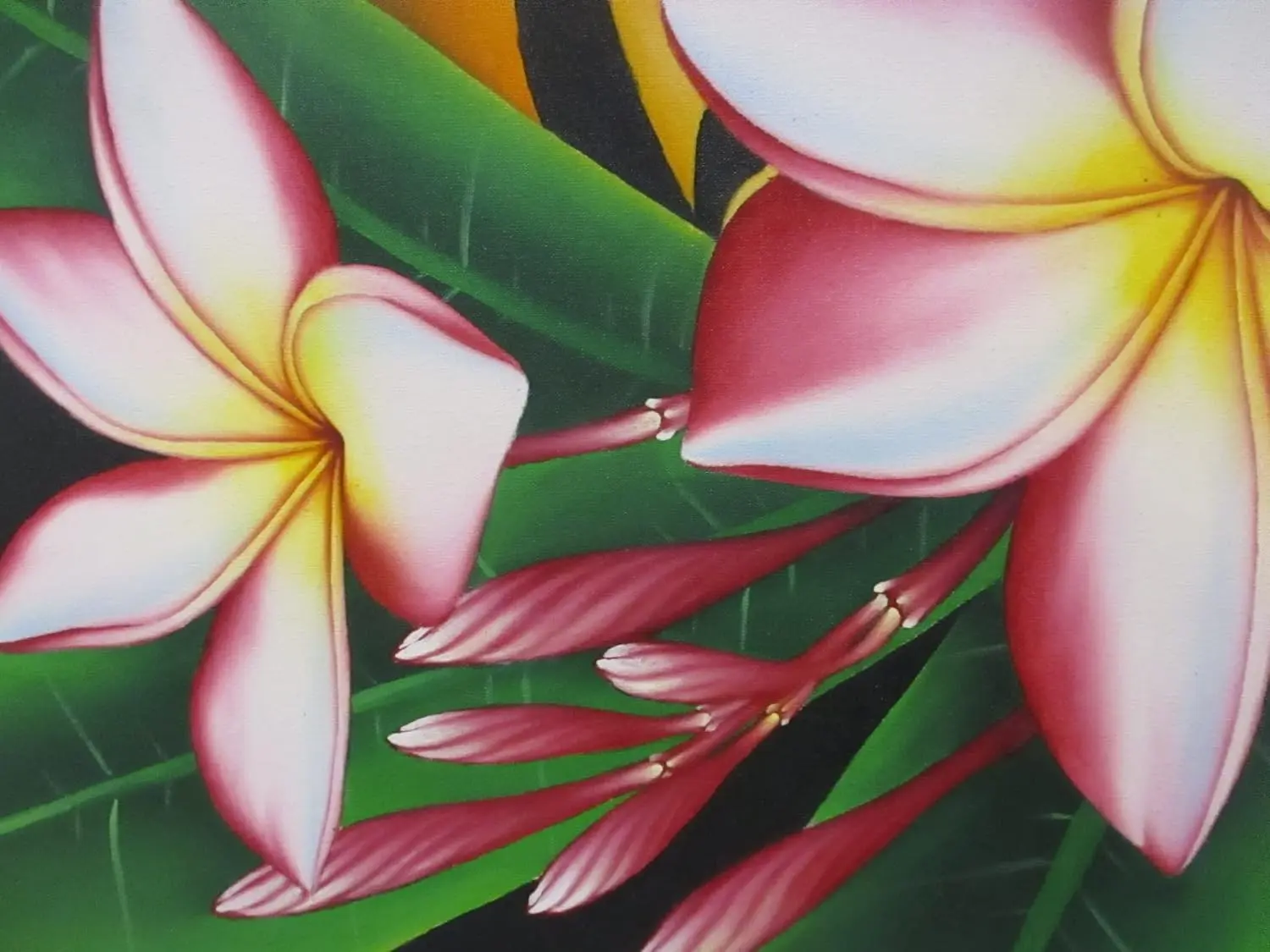 Quadro Batik "Sinfonia di Frangipani" 100x100 cm – Dipinto a Mano a Bali - 3