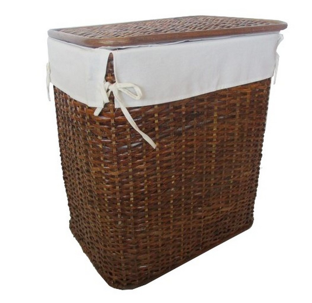 Cesto Porta Biancheria in Rattan Naturale Cm 44x31x55 H