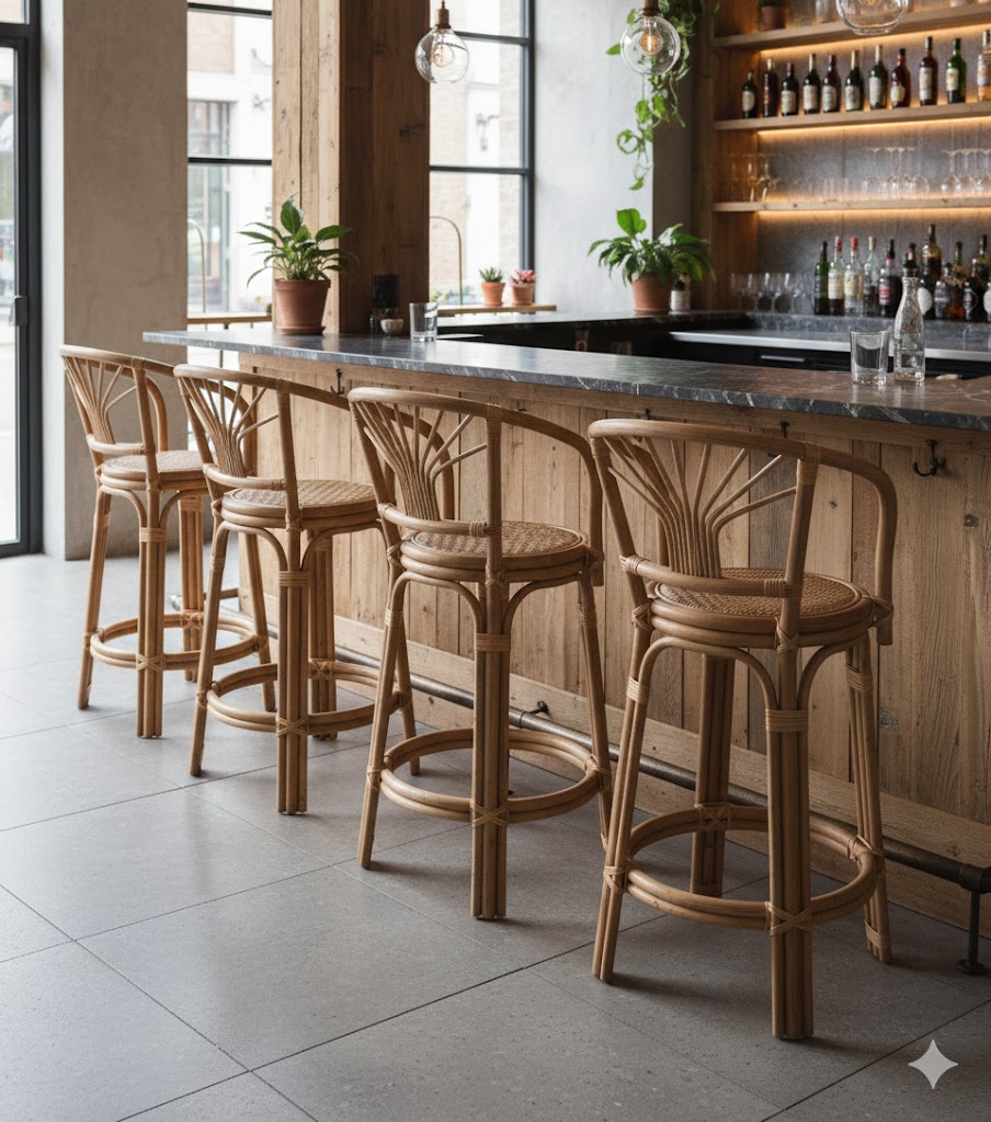 Sedia Sgabello Bar – Eleganza in Rattan Naturale