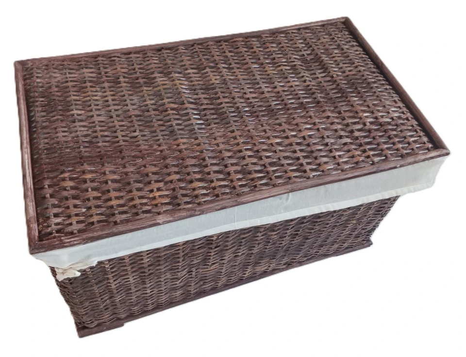 Baule Porta Biancheria in Rattan Noce Cm 77x45x45 H - 3