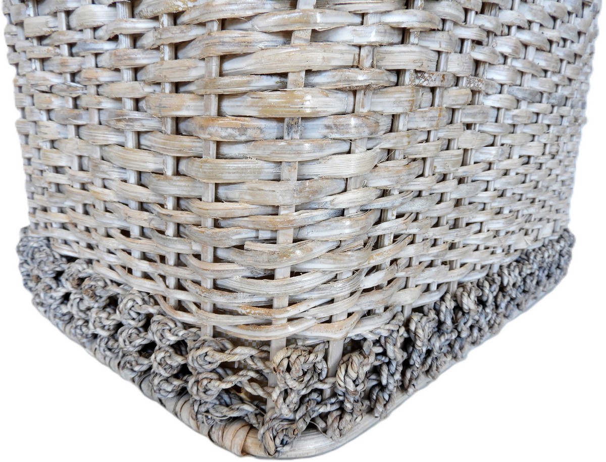 Cesto Porta Biancheria Decapato in Rattan e Banano Cm 40x28x55 H - 4