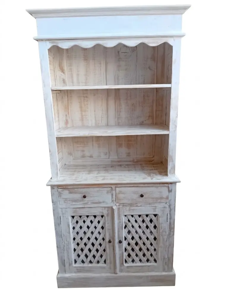 Mobile 90x42h190 cm) Dispensa Shabby Chic Decapato con Antine a Grata