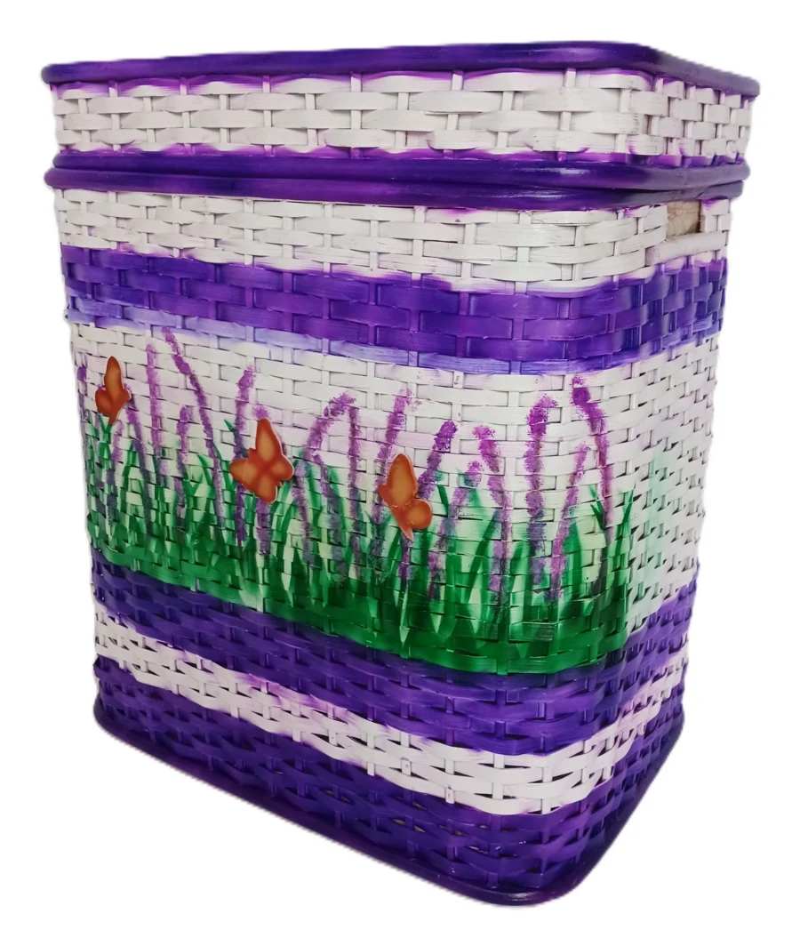 Cesto porta biancheria/giocattoli in Rattan Viola lavanda Cm 51x37x58 H
