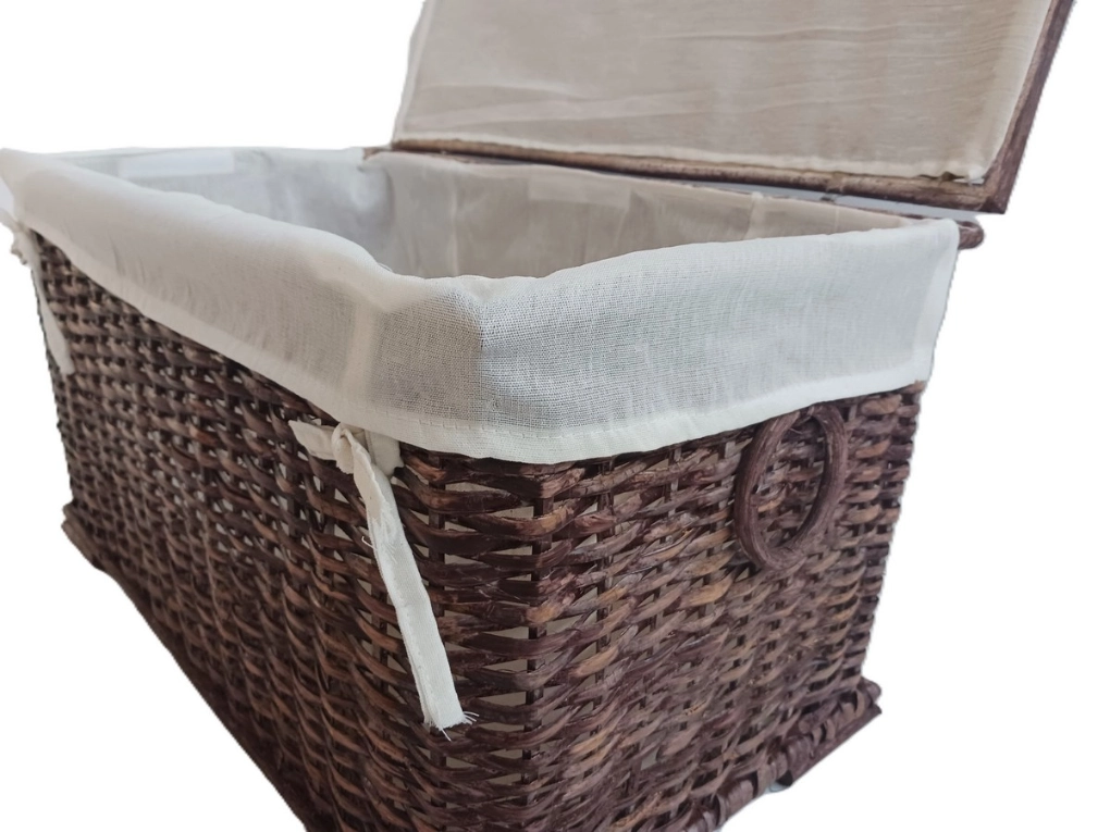 Baule Porta Biancheria in Rattan Noce Cm 61x34x34 H - 3