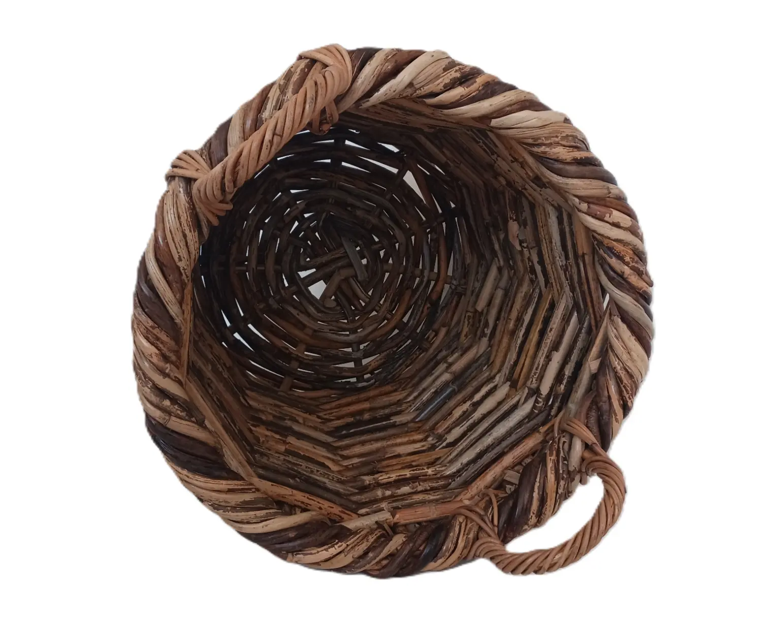 porta legna rotondo in vimini rattan   cm 43x40 H con manici cm 48 - 3