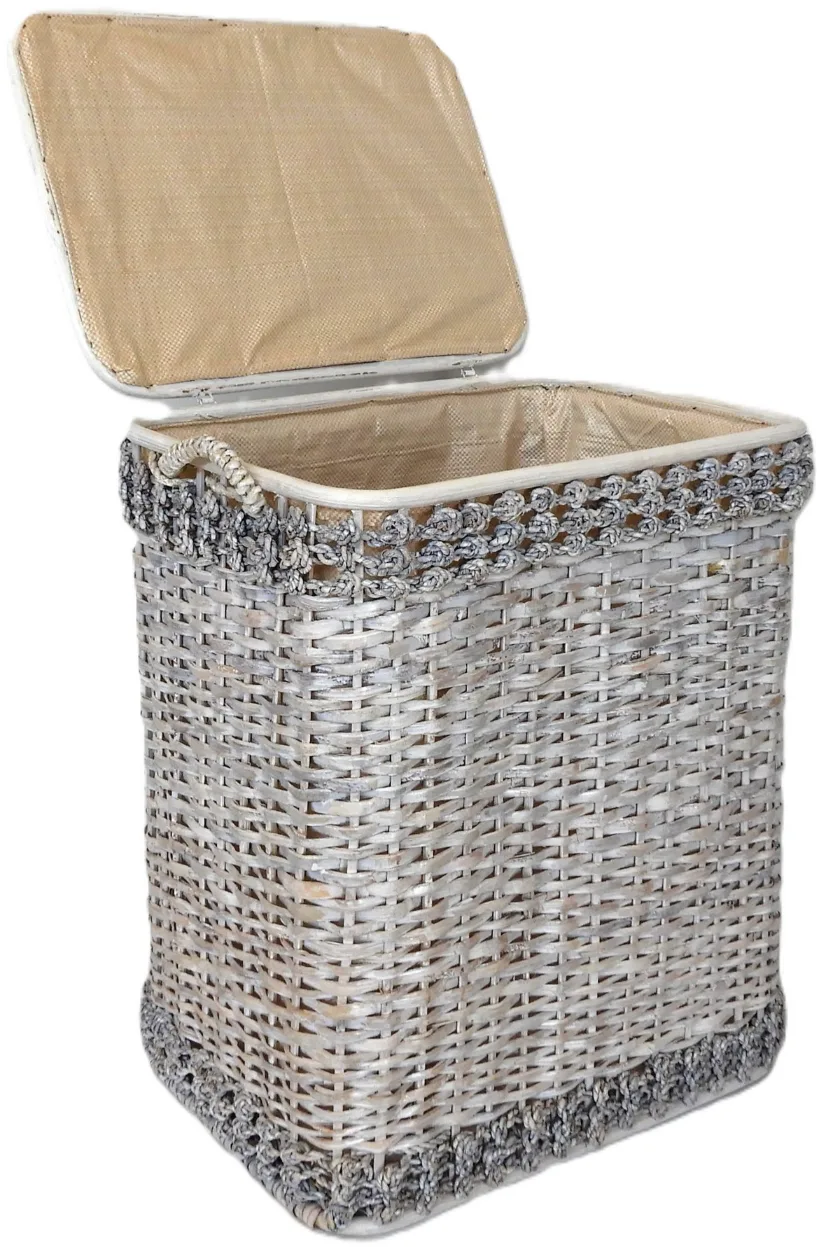 Cesto Porta Biancheria Decapato in Rattan e Banano Cm 49x34x60 H - 5