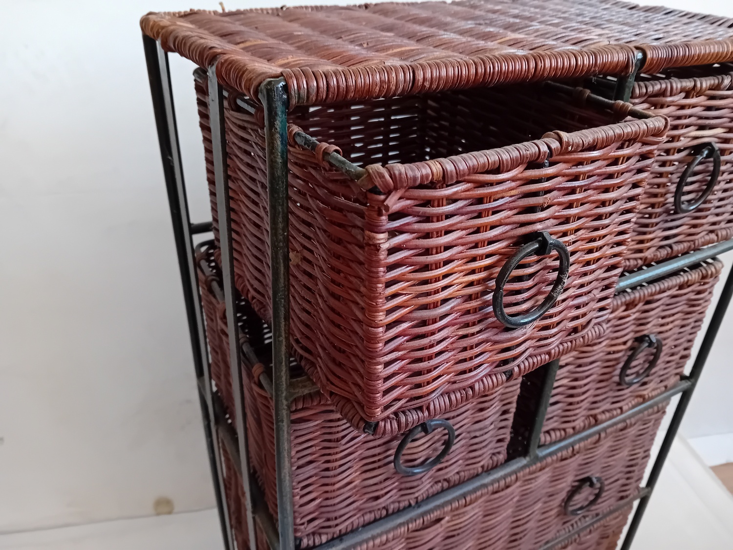 cassettiera rattan naturale 6 cassetti cm 38x20x63 H