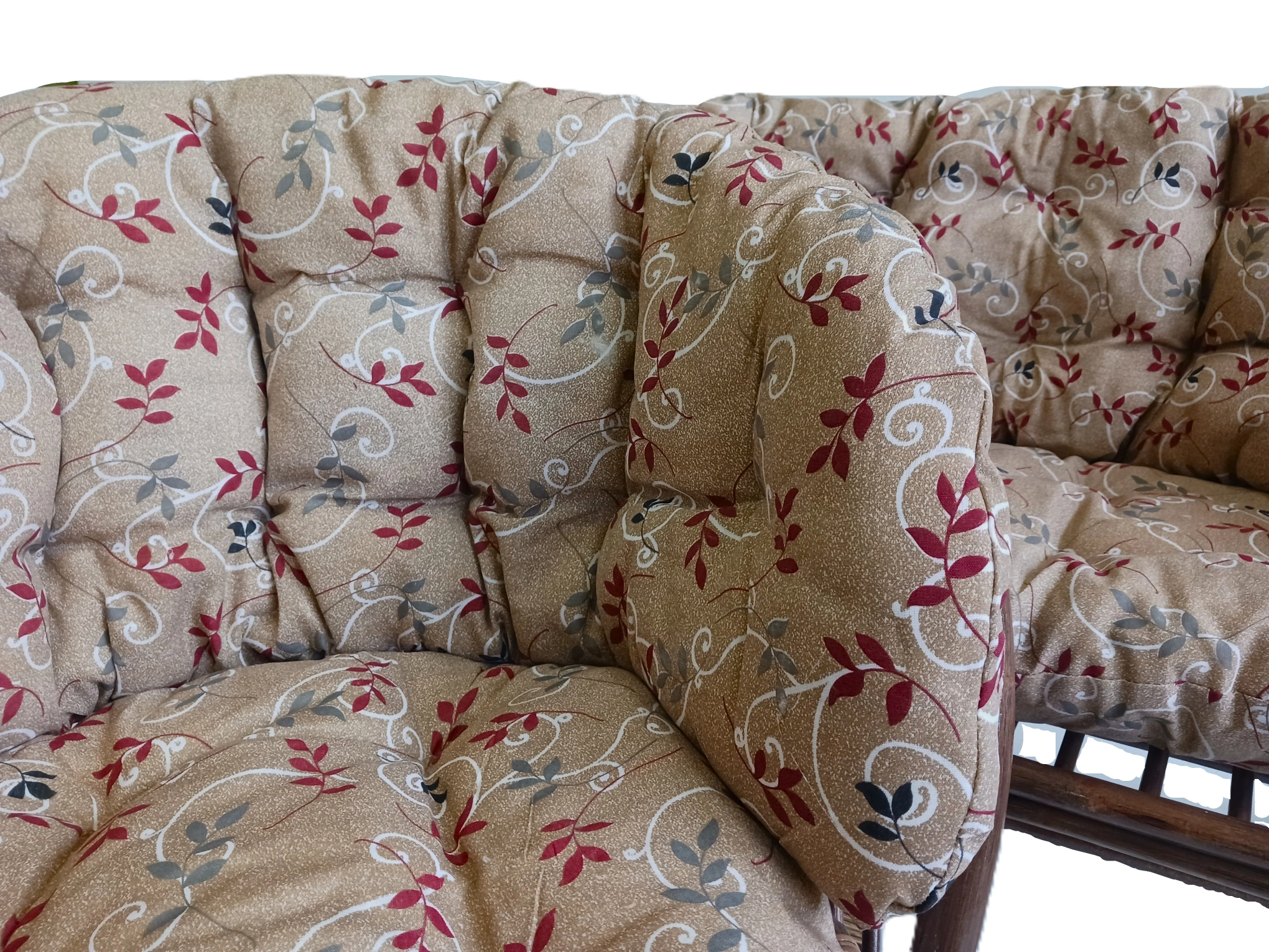 Salotto rattan naturale vimini Bahama Marrone con cuscini colorati - 4