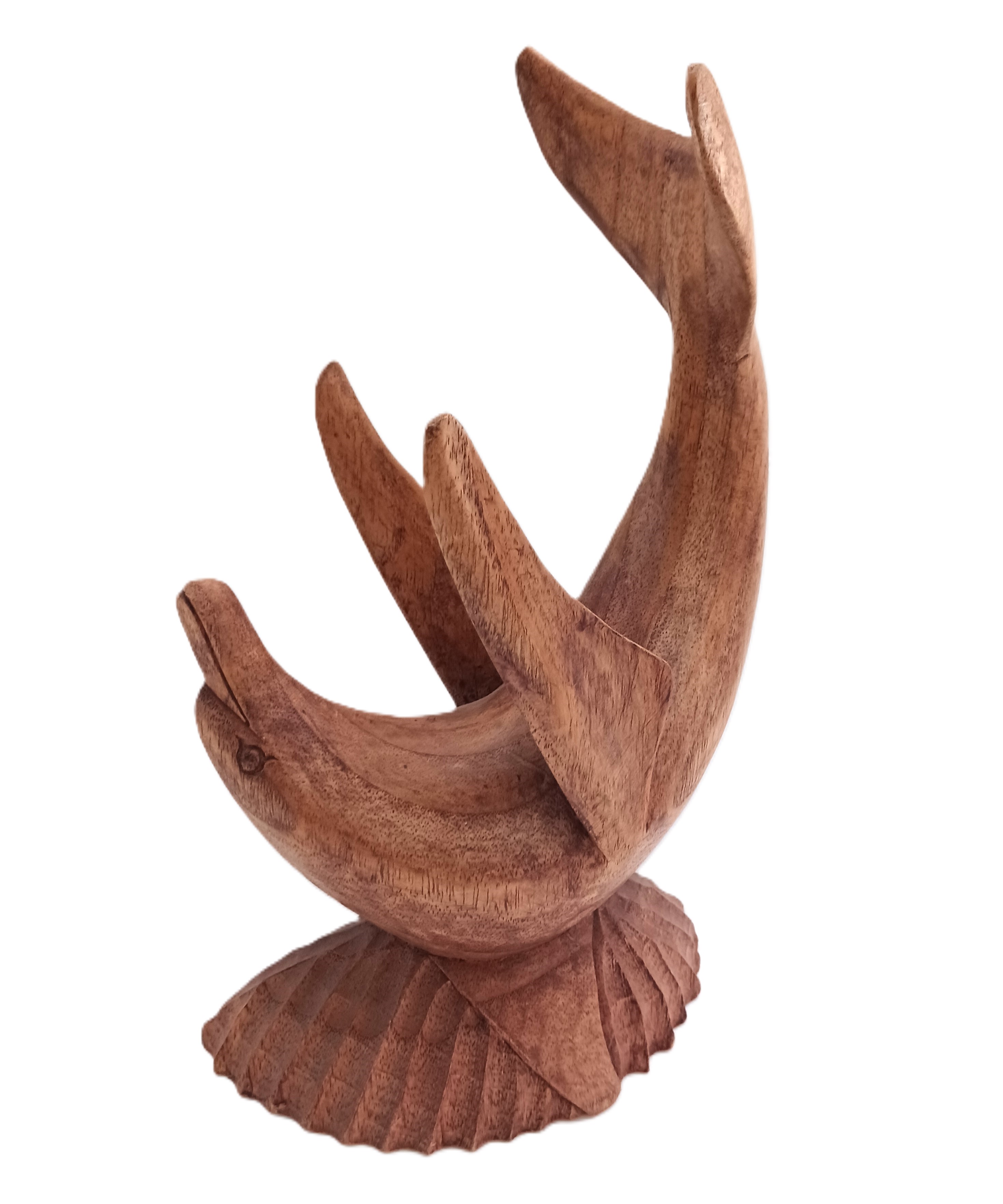 Scultura "Delfino in Salto" – Legno Massello Intagliato a Mano
