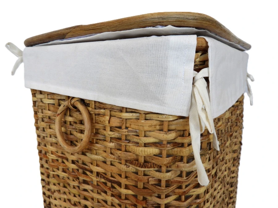 Cesto Porta Biancheria in Rattan Naturale Cm 45x32x53 H - 3