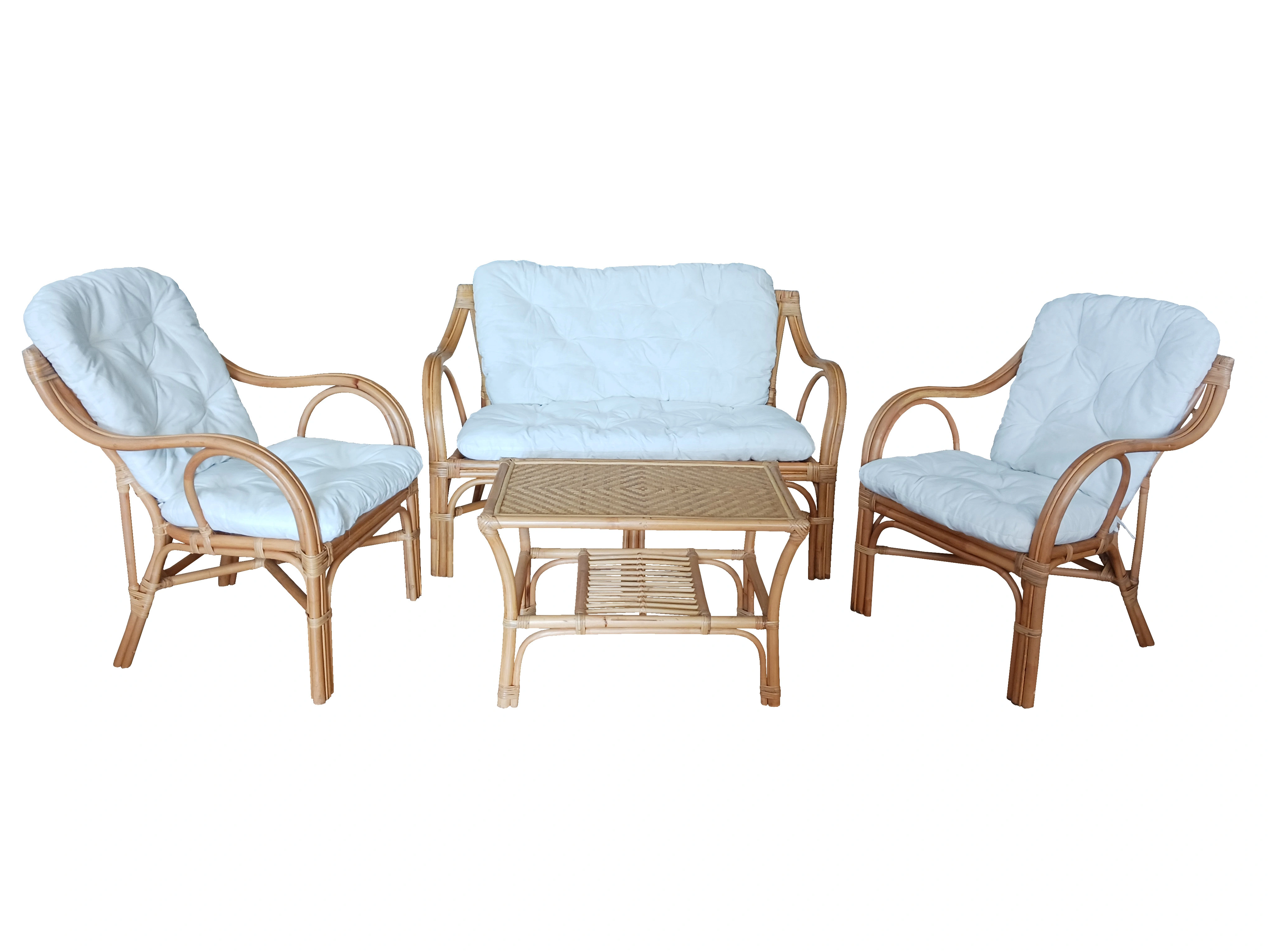 Salotto in rattan naturale vimini Makita 4 posti