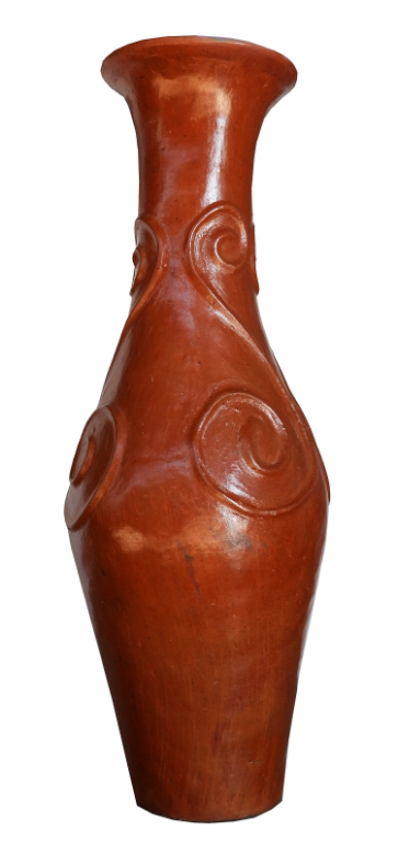 vaso in terracotta con rilievi