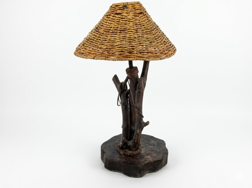 lampada da tavolo tronco legno