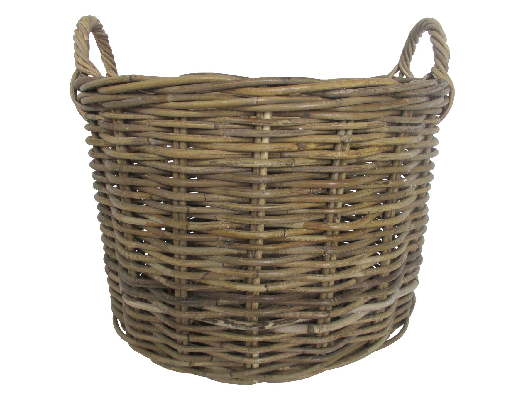 porta legna in  vimini giunco grey cm 48x33 H con manici cm 48 H