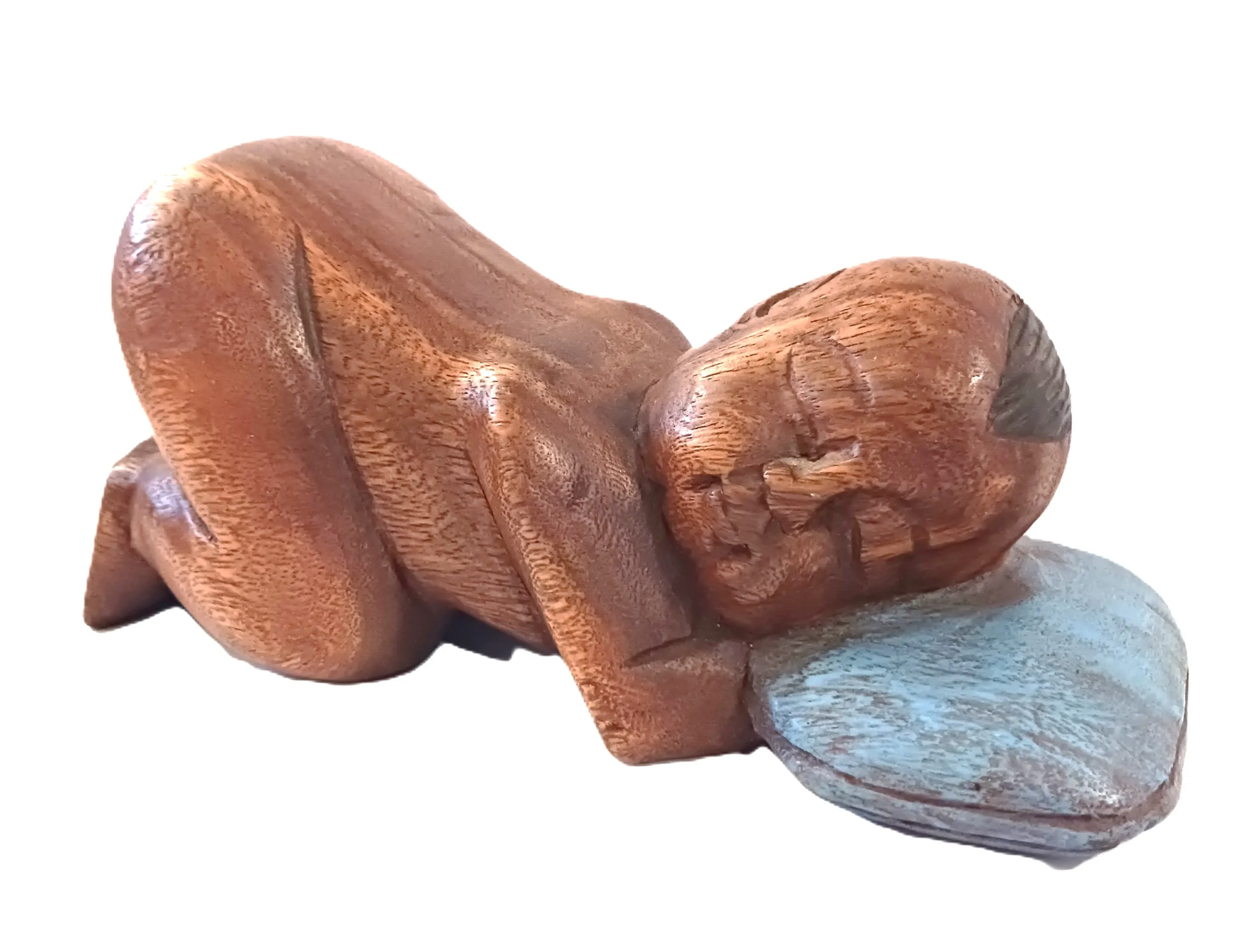 Soprammobile Legno "Dolce Sonno" – Bambino addormentato su cuscino Cm 23x10x10 H