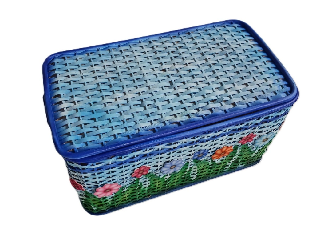Baule Porta Biancheria e Porta Giocattoli in Rattan colorato Cm 72x39x40 H - 5