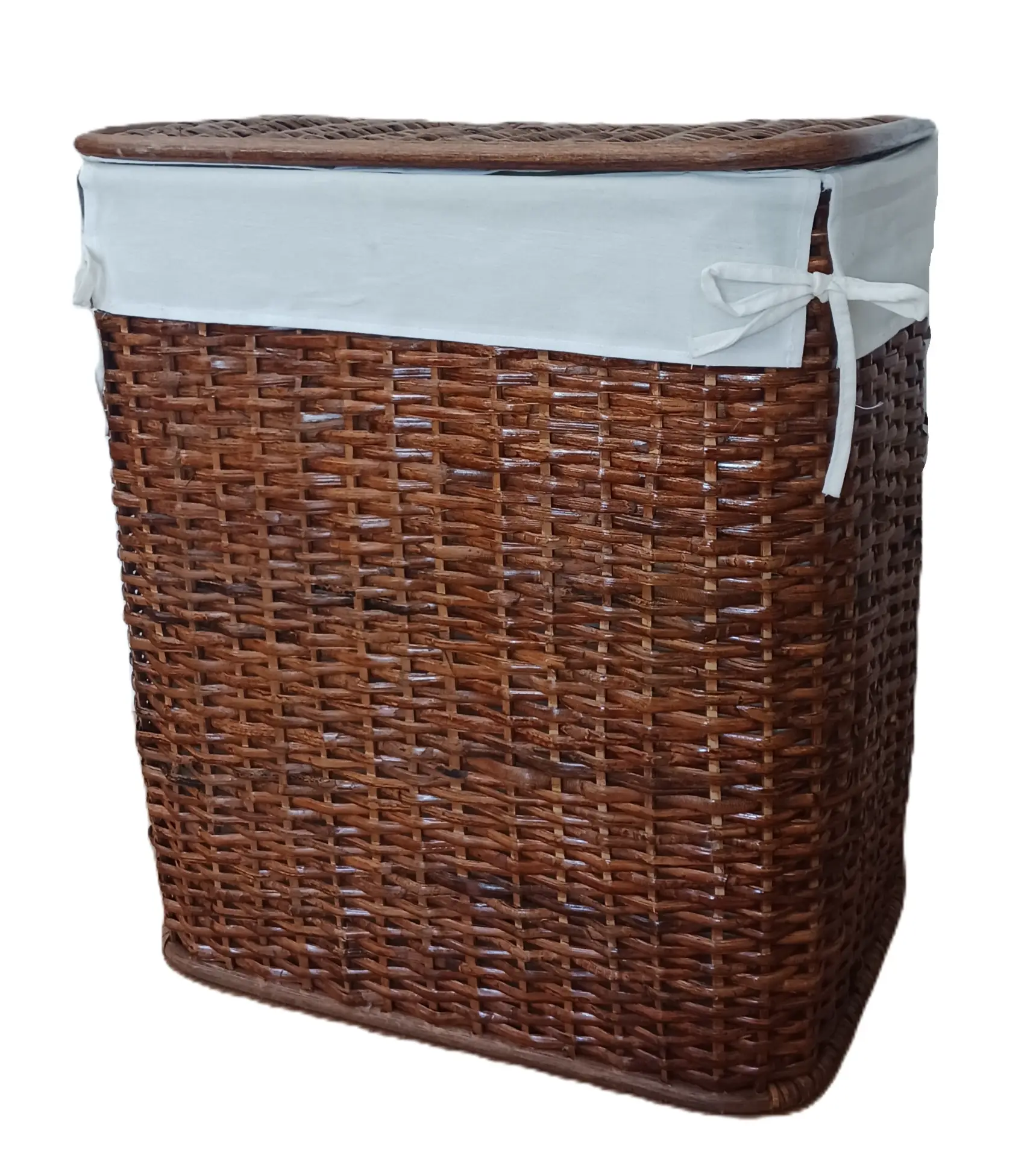 Cesto Porta Biancheria in Rattan Naturale Cm 50x38x60 H