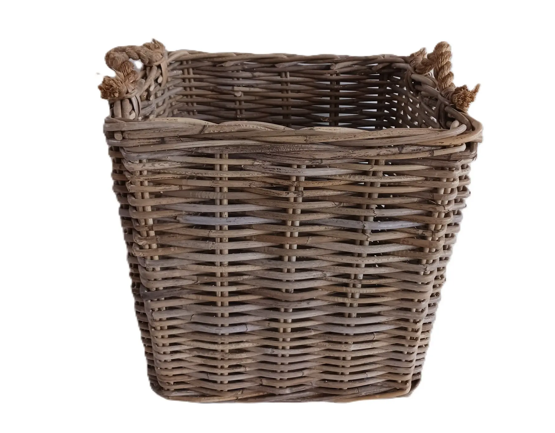 cesto porta legna in vimini quadrato cm 45x45x46 H con manici cm 49 H
