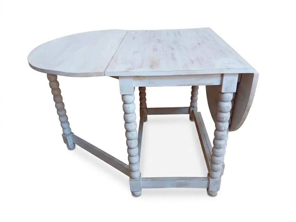 Tavolo Pieghevolecm  90x63/157  in Legno Decapato Bianco con Gambe Torcite - 3