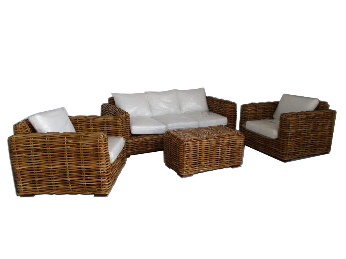 Salotto  in fibra naturale  Bora Bora Set 5 Posti in Rattan CL Pieno