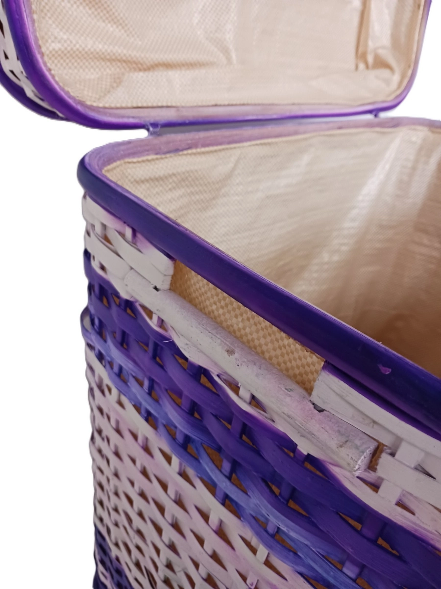 Cesto porta biancheria/giocattoli in Rattan Viola lavanda Cm 51x37x58 H - 3