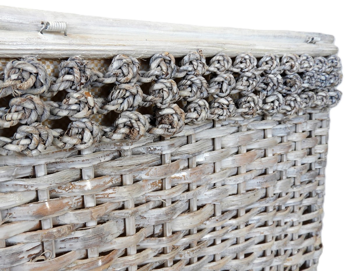 Cesto Porta Biancheria Decapato in Rattan e Banano Cm 49x34x60 H - 3