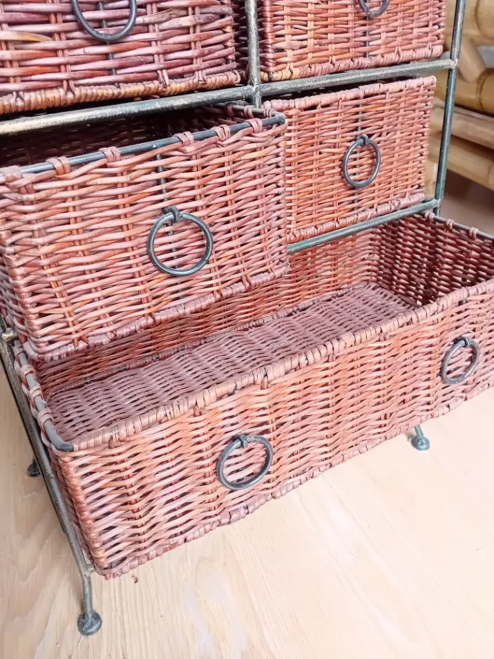 cassettiera rattan naturale 6 cassetti cm 46x25x63 H - 4