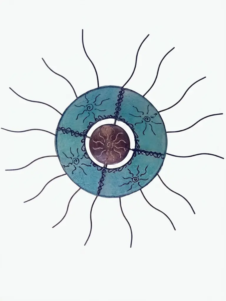 Lampada da Parete "Sole" in Metallo e Resina Blu e Bronzo – Ø 82 cm