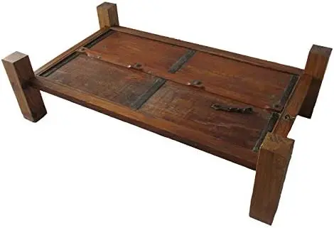Tavolino da Salotto Antico in Legno e Ferro da Porta Rustica | 140x80 cm