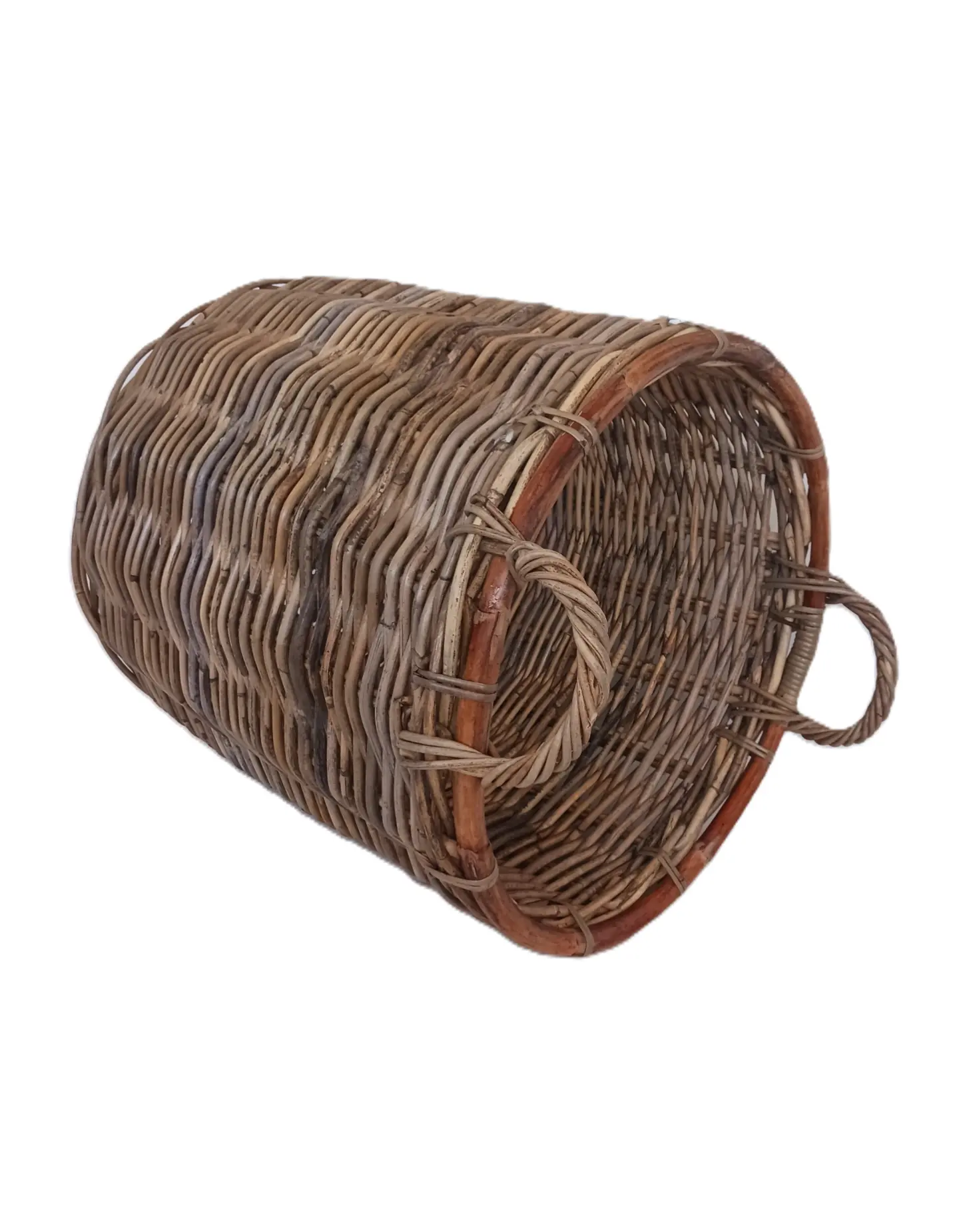 porta legna in vimini giunco cm 39x45 H con manici  CM 53 H - 3