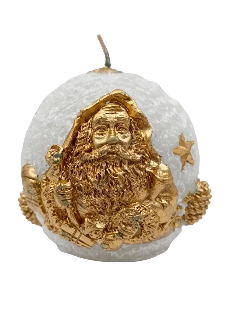 Candela Artigianale Sferica Babbo Natale in Rilievo – 9x9 cm