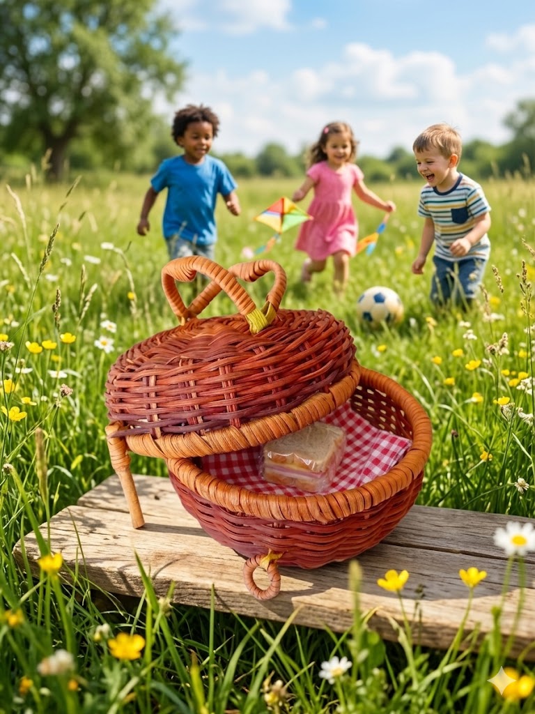 cesto pic nic per vimini per bambini