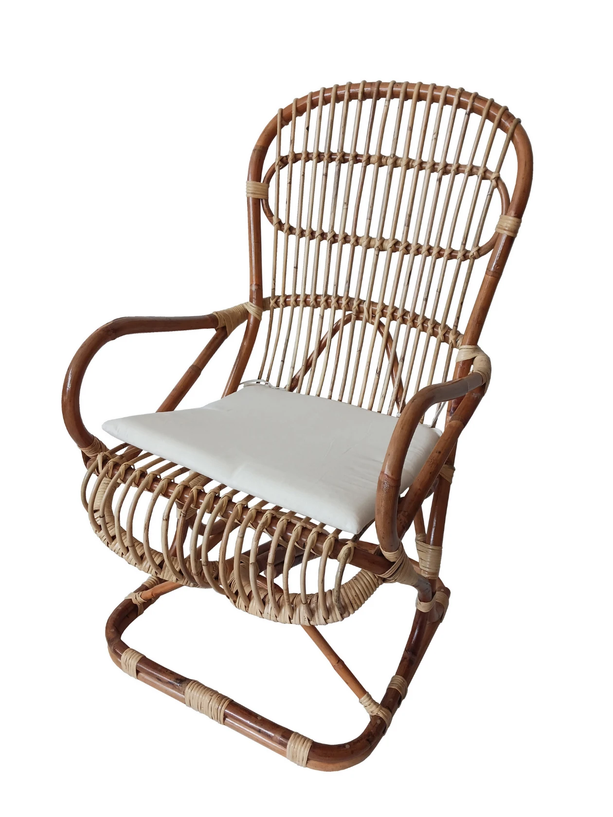 Poltrona in rattan naturale vimini Molleggiata - Sedia Ergonomica